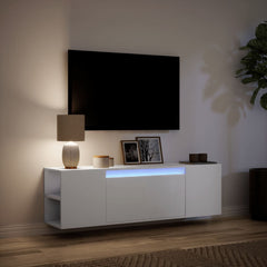 TV Wall Cabinet with LED Lights 135x31x39,5 cm White 135 cm