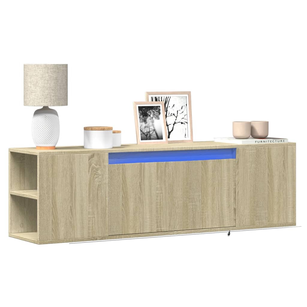 TV Wall Cabinet with LED Lights 135x31x39,5 cm Sonoma oak 135 cm
