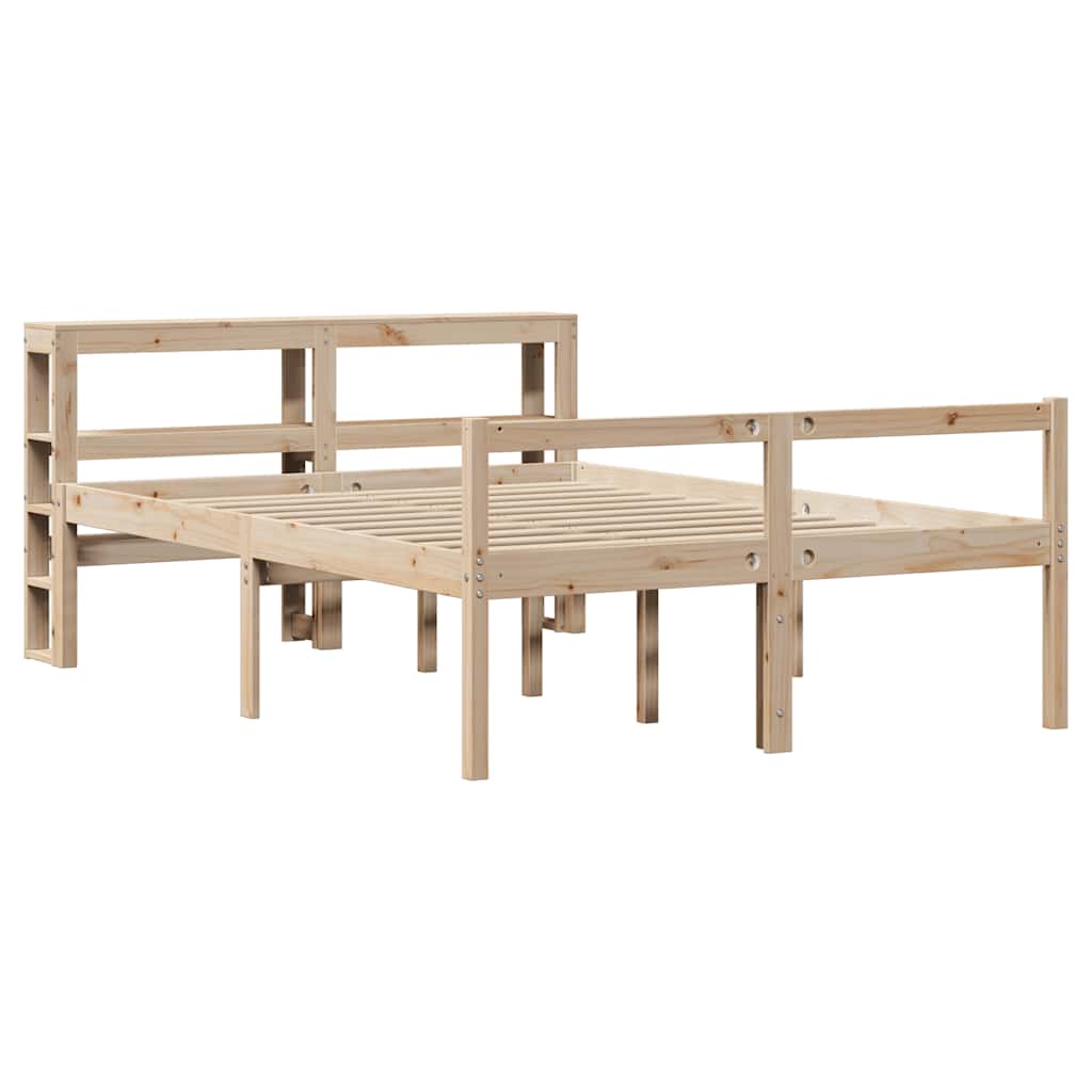 Bed Frame 2 pcs Solid Pine Wood Length 200 cm Natural 120 cm