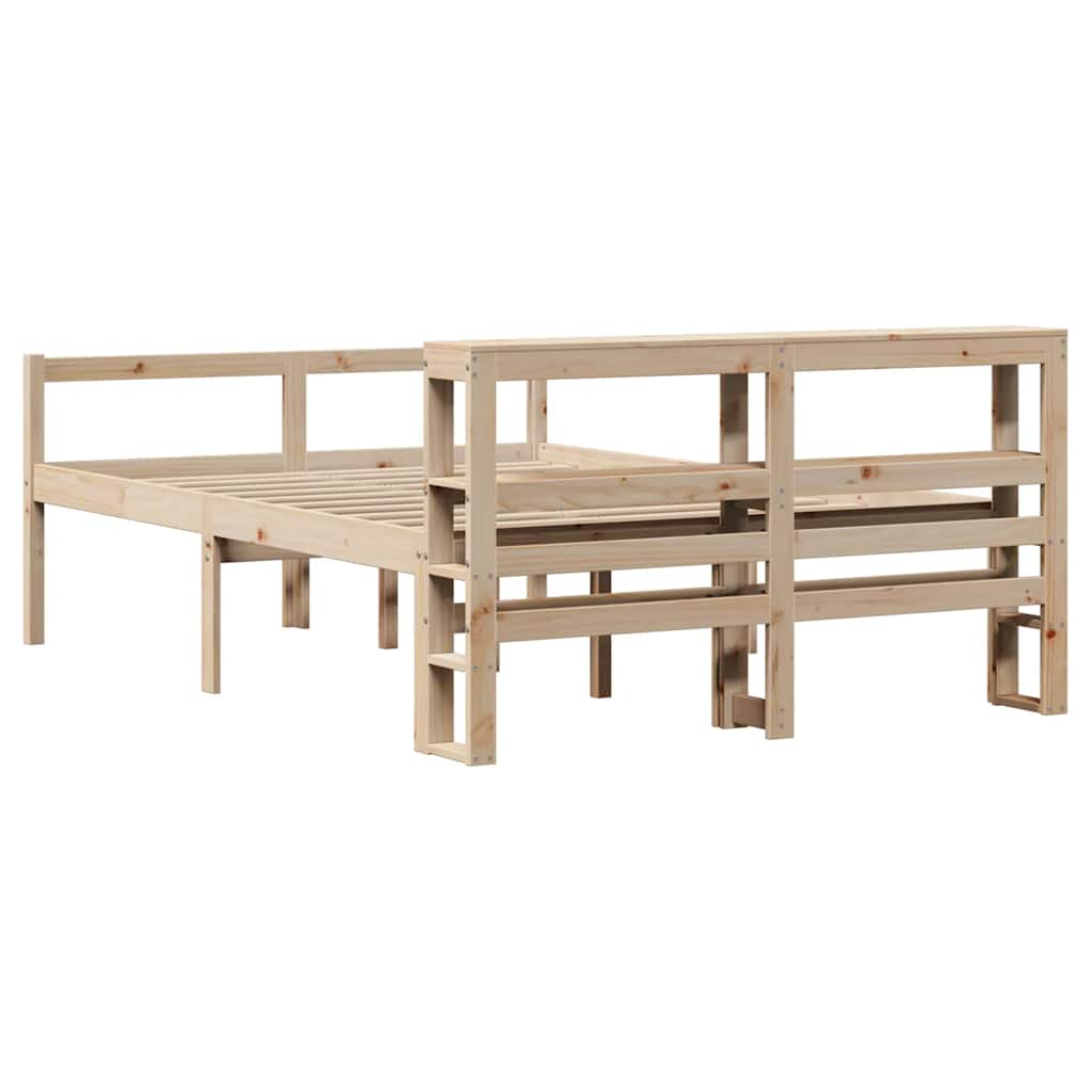 Bed Frame 2 pcs Solid Pine Wood Length 200 cm Natural 120 cm