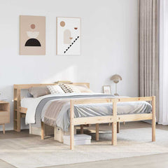 Bed Frame 2 pcs Solid Pine Wood Length 200 cm Natural 120 cm