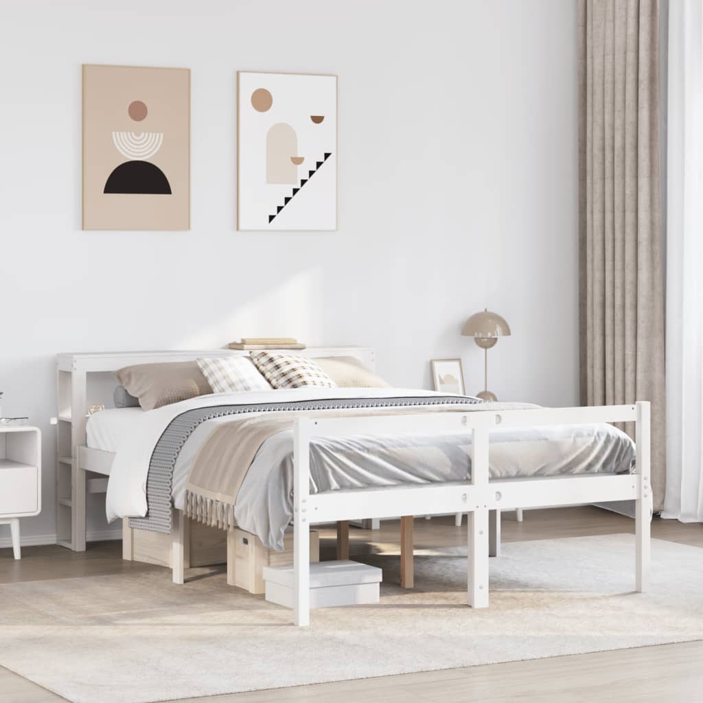 Bed Frame 2 pcs Solid Pine Wood Length 200 cm White 120 cm