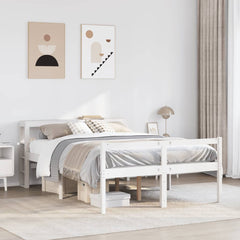 Bed Frame 2 pcs Solid Pine Wood Length 200 cm White 120 cm