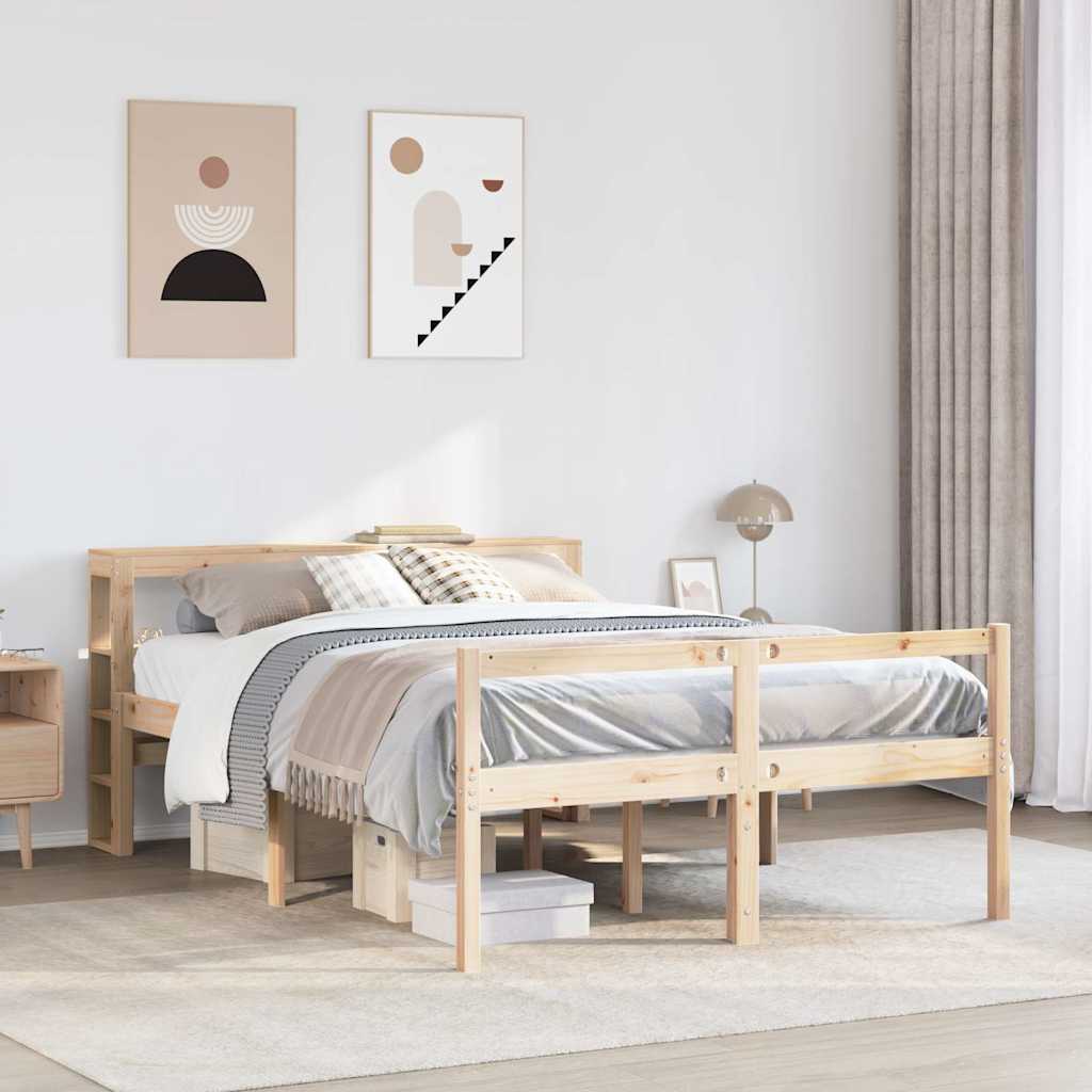 Bed Frame 2 pcs Solid Pine Wood Length 200 cm Natural 160 cm