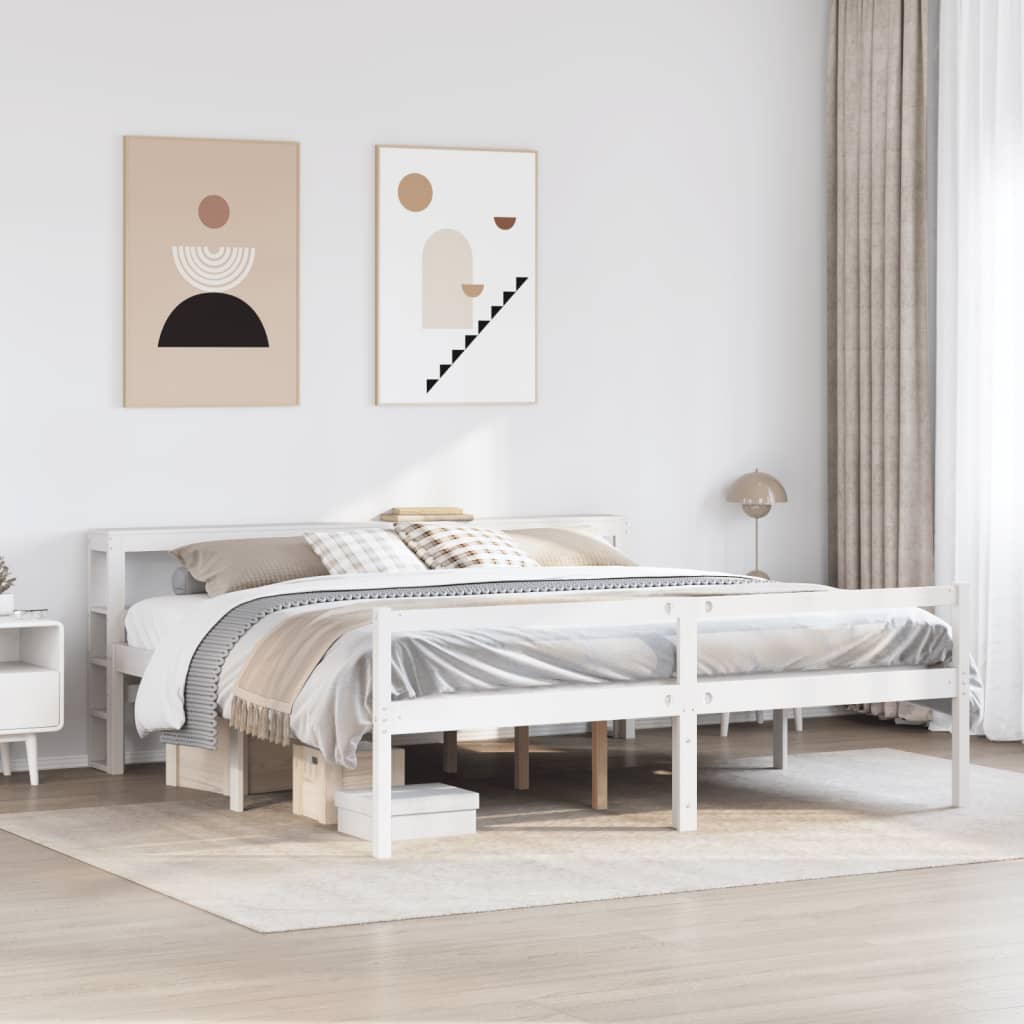 Bed Frame 2 pcs Solid Pine Wood Length 200 cm White 180 cm