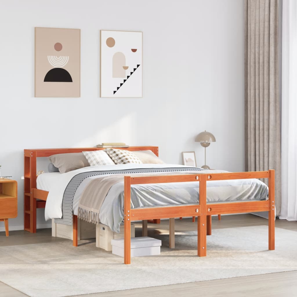 Bed Frame 2 pcs Solid Pine Wood Length 200 cm Wax brown 120 cm