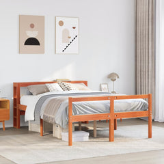 Bed Frame 2 pcs Solid Pine Wood Length 200 cm Wax brown 120 cm