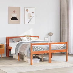 Bed Frame 2 pcs Solid Pine Wood Length 200 cm Wax brown 160 cm