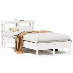 Bed Frame without Mattress Solid Wood Pine Length 190 cm White 120 cm