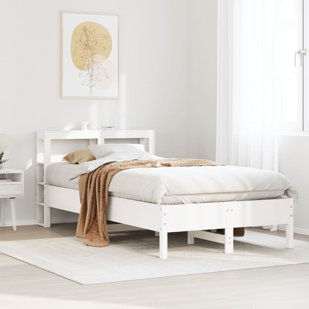Bed Frame without Mattress Solid Wood Pine Length 190 cm White 75 cm