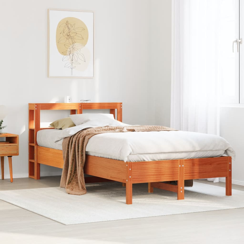 Bed Frame without Mattress Solid Wood Pine Length 190 cm Wax brown 75 cm