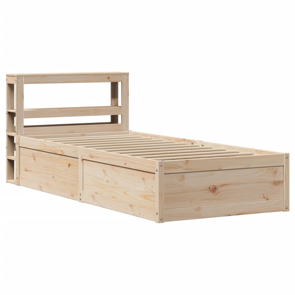 Bed Frame with Headboard Solid Wood Pine Natural 90 cm 190 cm
