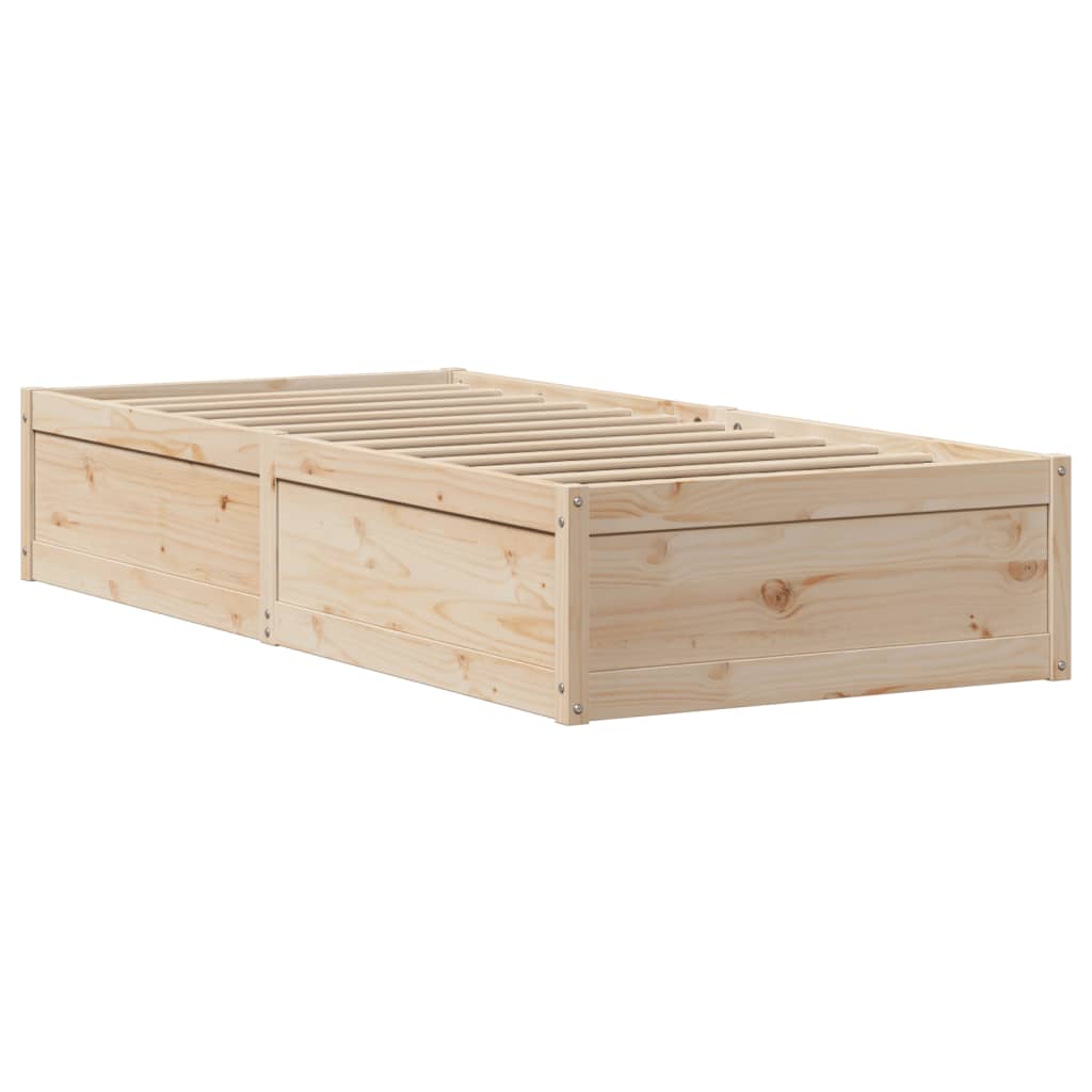 Bed Frame with Headboard Solid Wood Pine Natural 90 cm 190 cm