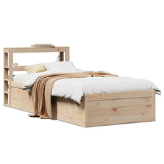 Bed Frame with Headboard Solid Wood Pine Natural 75 cm 190 cm
