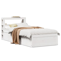 Bed Frame with Headboard Solid Wood Pine White 75 cm 190 cm