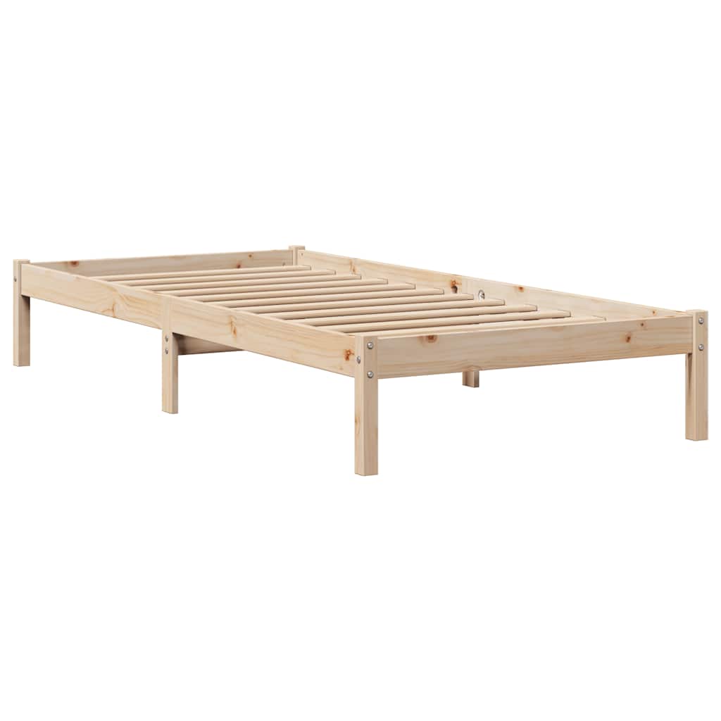 Bed Frame without Mattress Solid Wood Pine Length 190 cm Natural 75 cm