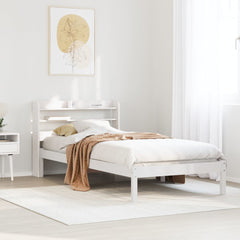 Bed Frame without Mattress Solid Wood Pine Length 200 cm White 90 cm