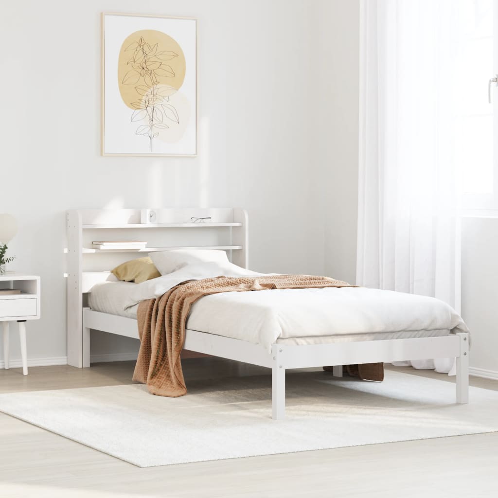 Bed Frame without Mattress Solid Wood Pine Length 200 cm White 100 cm