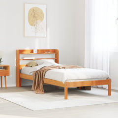 Bed Frame without Mattress Solid Wood Pine Length 200 cm Wax brown 100 cm