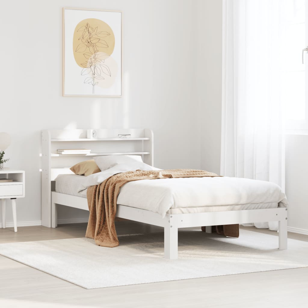 Bed Frame with Headboard without Mattress White 100 cm 200 cm