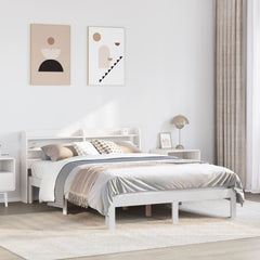 Bed Frame with Headboard without Mattress White 140 cm 200 cm