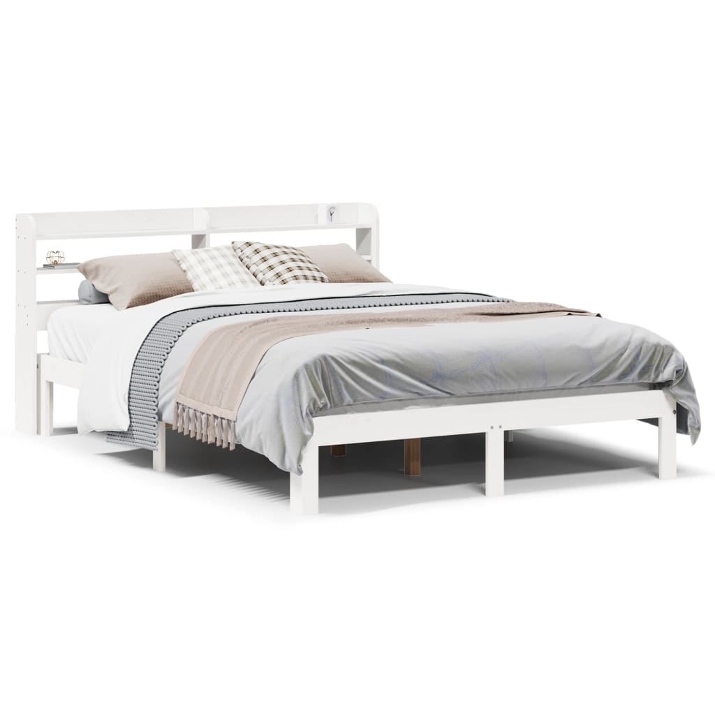 Bed Frame with Headboard without Mattress White 160 cm 200 cm