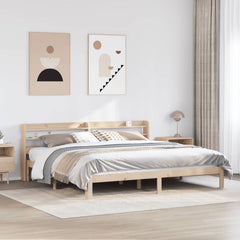 Bed Frame with Headboard without Mattress Natural 200 cm 200 cm