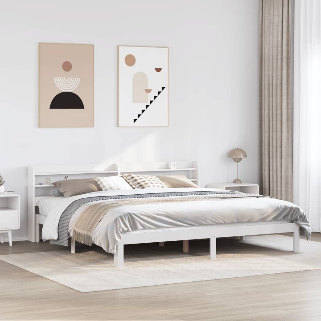 Bed Frame with Headboard without Mattress White 200 cm 200 cm