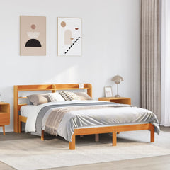 Bed Frame with Headboard without Mattress Wax brown 135 cm 190 cm