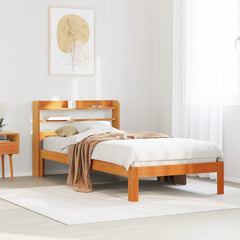 Bed Frame with Headboard without Mattress Wax brown 100 cm 200 cm