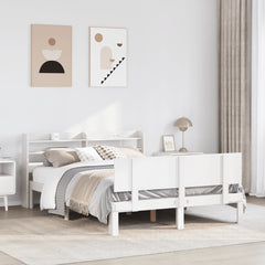 Bed Frame 2 pcs Solid Pine Wood White 140 cm 200 cm