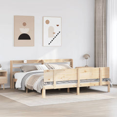 Bed Frame 2 pcs Solid Pine Wood Natural 200 cm 200 cm