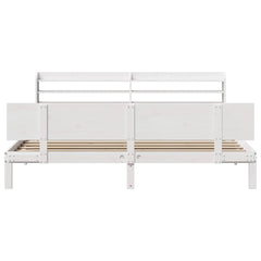 Bed Frame 2 pcs Solid Pine Wood White 200 cm 200 cm