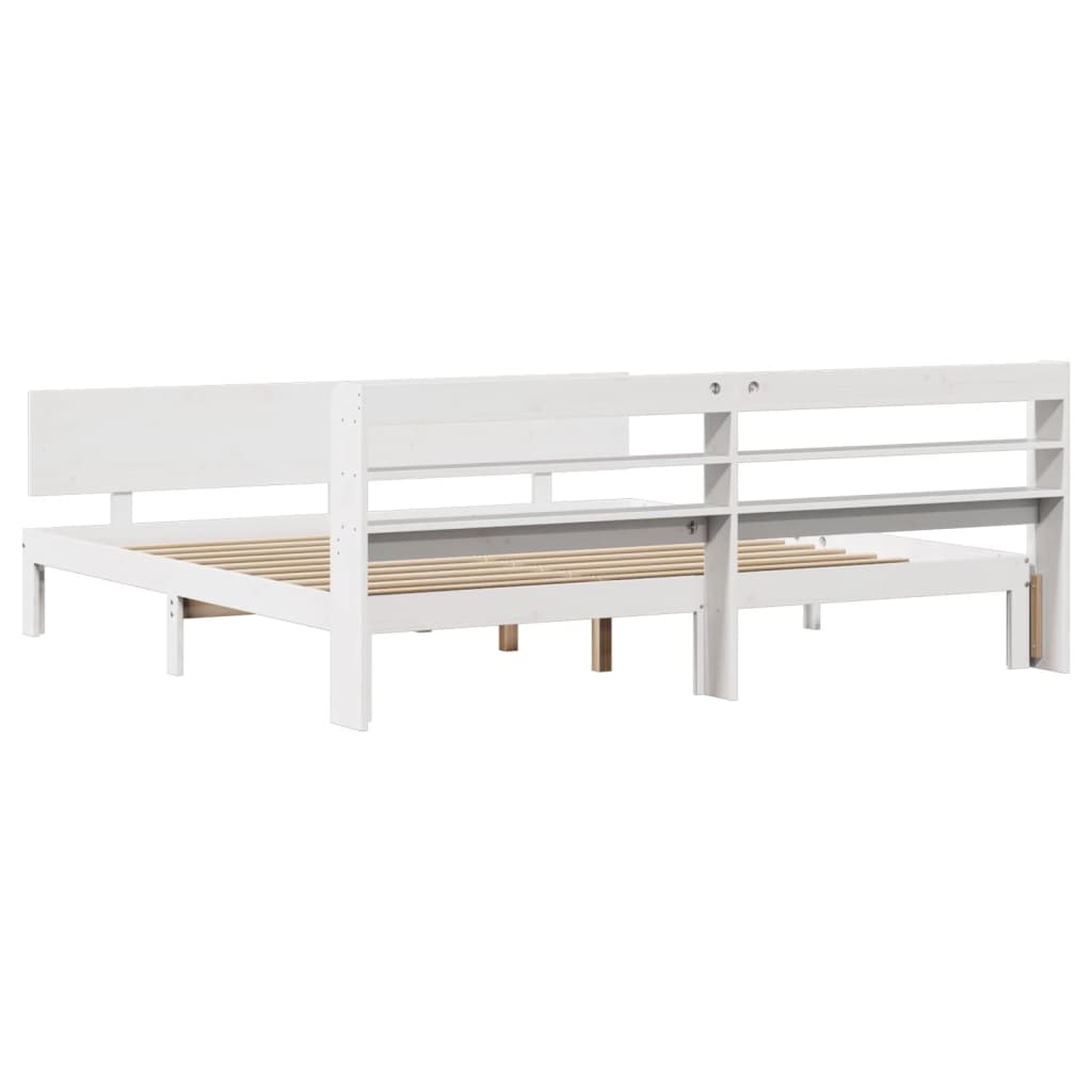 Bed Frame 2 pcs Solid Pine Wood White 200 cm 200 cm