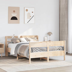 Bed Frame without Mattress Solid Wood Pine Length 200 cm Natural 150 cm