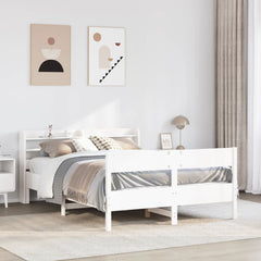 Bed Frame without Mattress Solid Wood Pine Length 200 cm White 150 cm