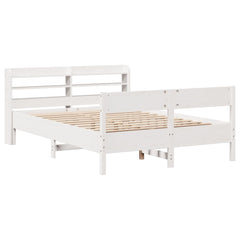 Bed Frame without Mattress Solid Wood Pine Length 200 cm White 140 cm