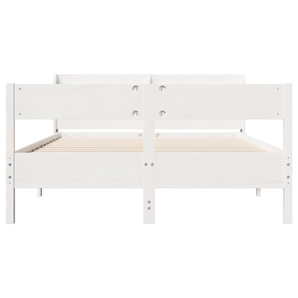 Bed Frame without Mattress Solid Wood Pine Length 200 cm White 140 cm