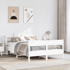 Bed Frame without Mattress Solid Wood Pine Length 200 cm White 140 cm