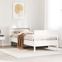 Bed Frame without Mattress Solid Wood Pine Length 200 cm White 90 cm