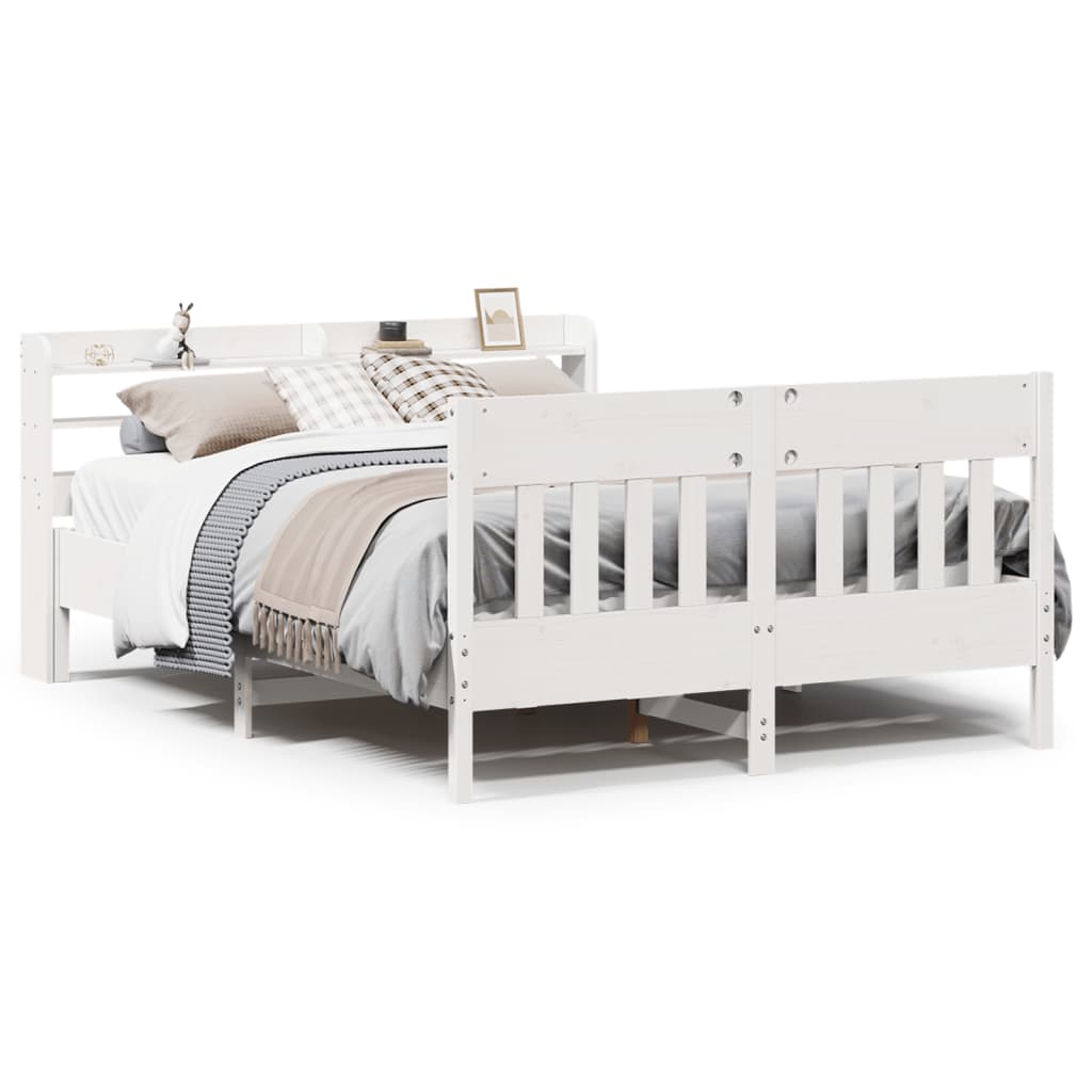 Bed Frame without Mattress Solid Wood Pine Length 200 cm White 160 cm