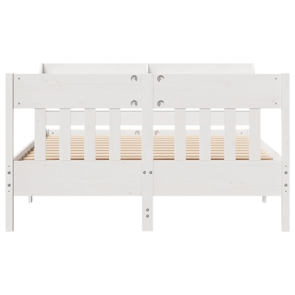 Bed Frame without Mattress Solid Wood Pine Length 200 cm White 160 cm