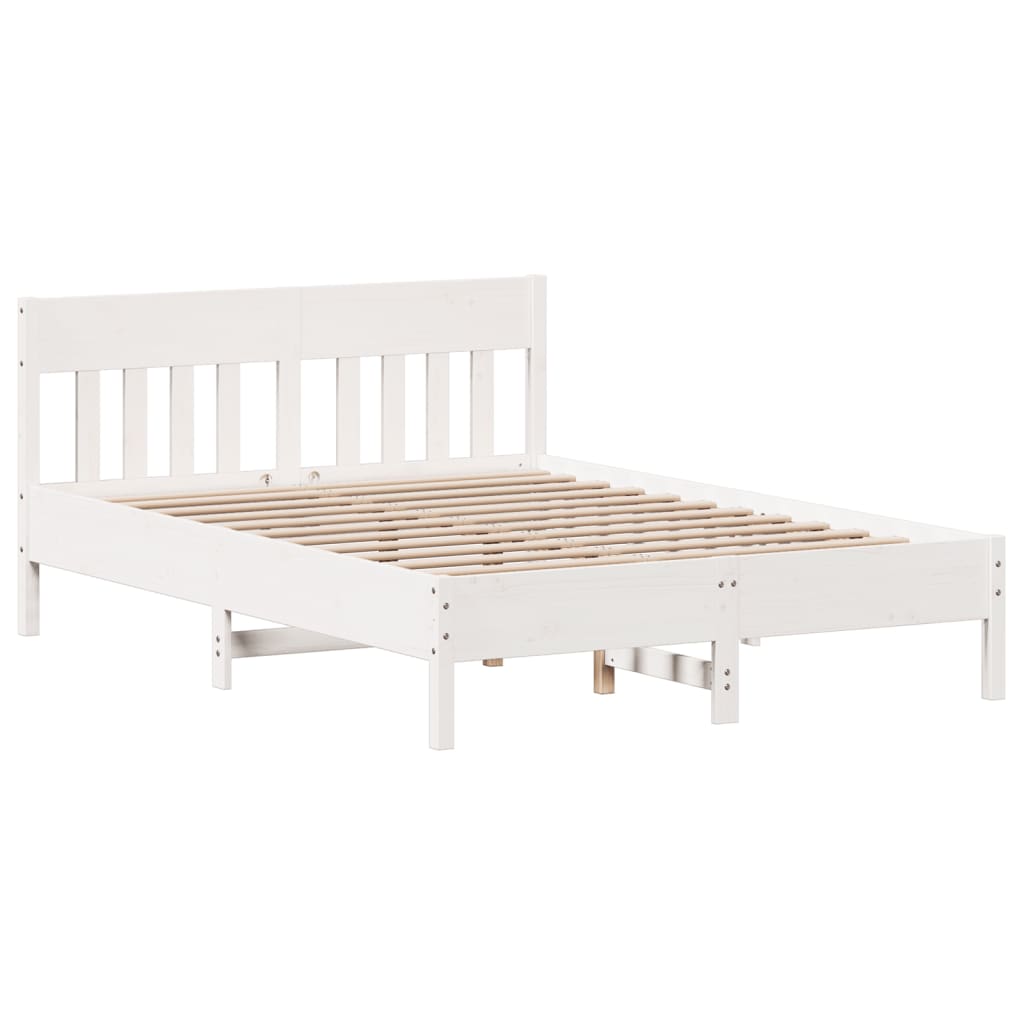 Bed Frame without Mattress Solid Wood Pine Length 200 cm White 160 cm