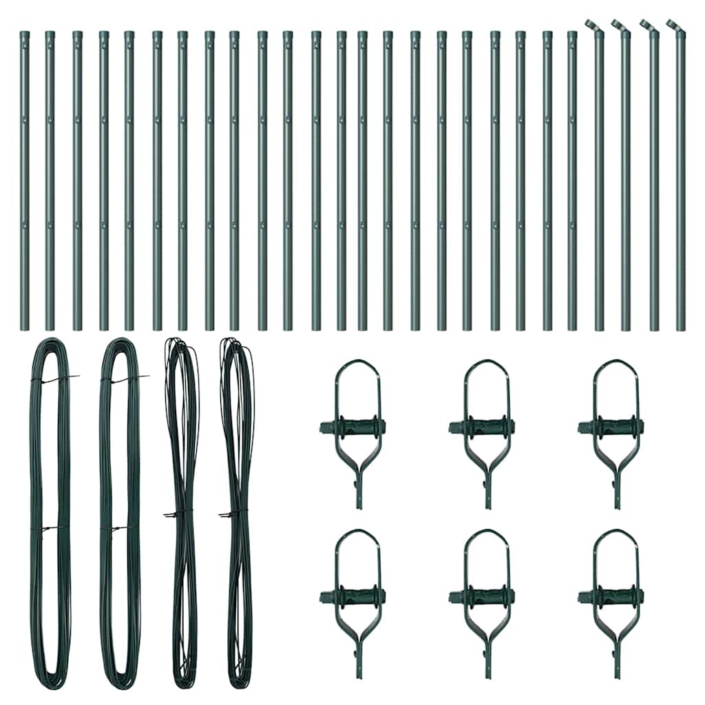 vidaXL Embedded Fence Post 26 pcs Green Powder-Coated Steel 4
