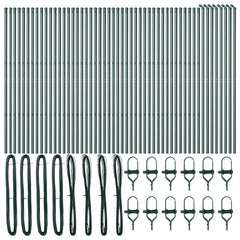 Embedded Fence Post Powder-Coated Steel Green 52 pcs 190 cm