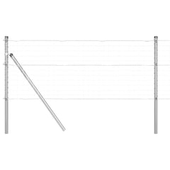Embedded Fence Post Silver Powder-Coated Steel Galvanised Steel 26 pcs 100 cm