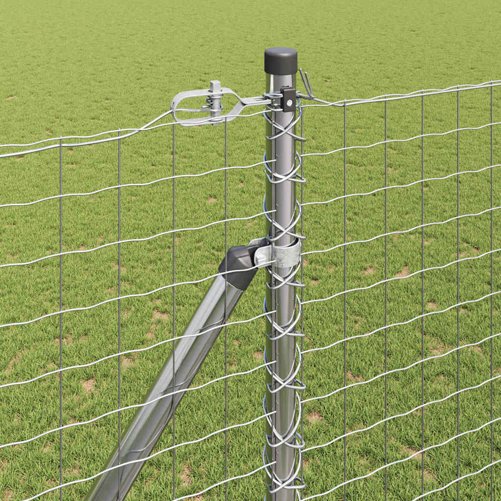 Ground Spike Fence Post 52 pcs Silver 100 cm Galvanised Steel 52x Spike Post 155 cm