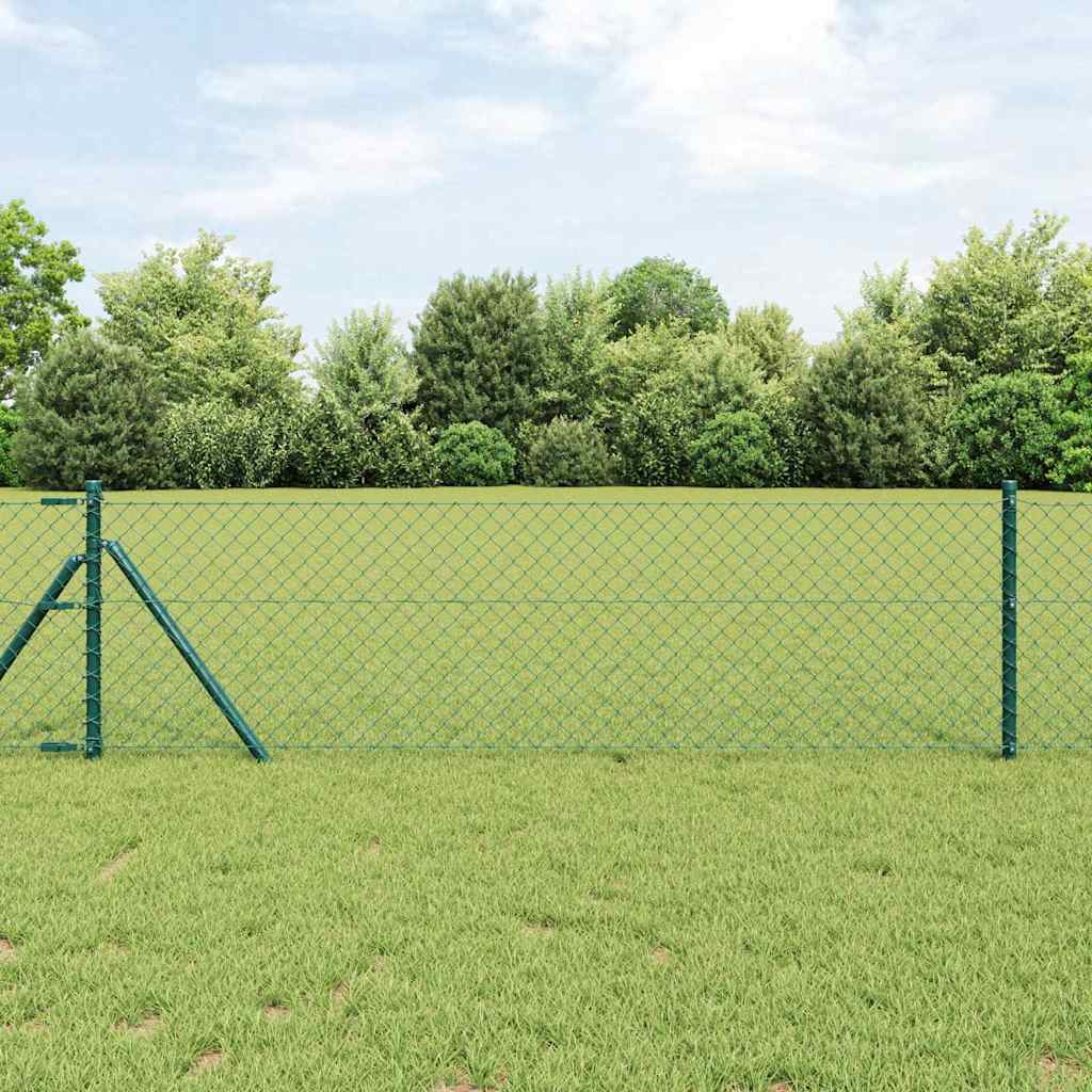 vidaXL Chainlink Fence Ground Fix 10 x 0.4 m PVC-Coated Steel Green 1