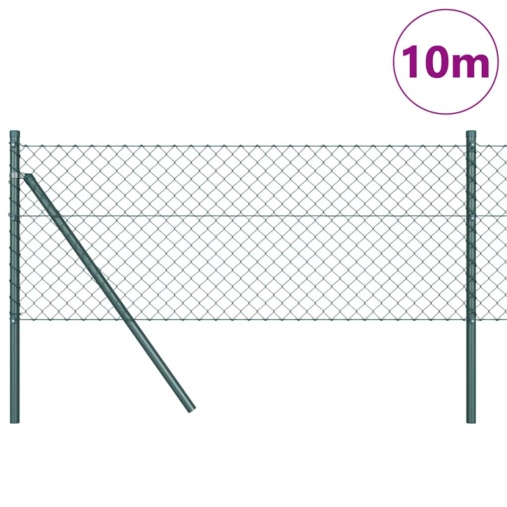 vidaXL Chainlink Fence Ground Fix 10 x 0.4 m PVC-Coated Steel Green 3