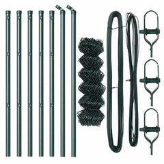 vidaXL Chainlink Fence Ground Fix 10 x 0.4 m PVC-Coated Steel Green 5
